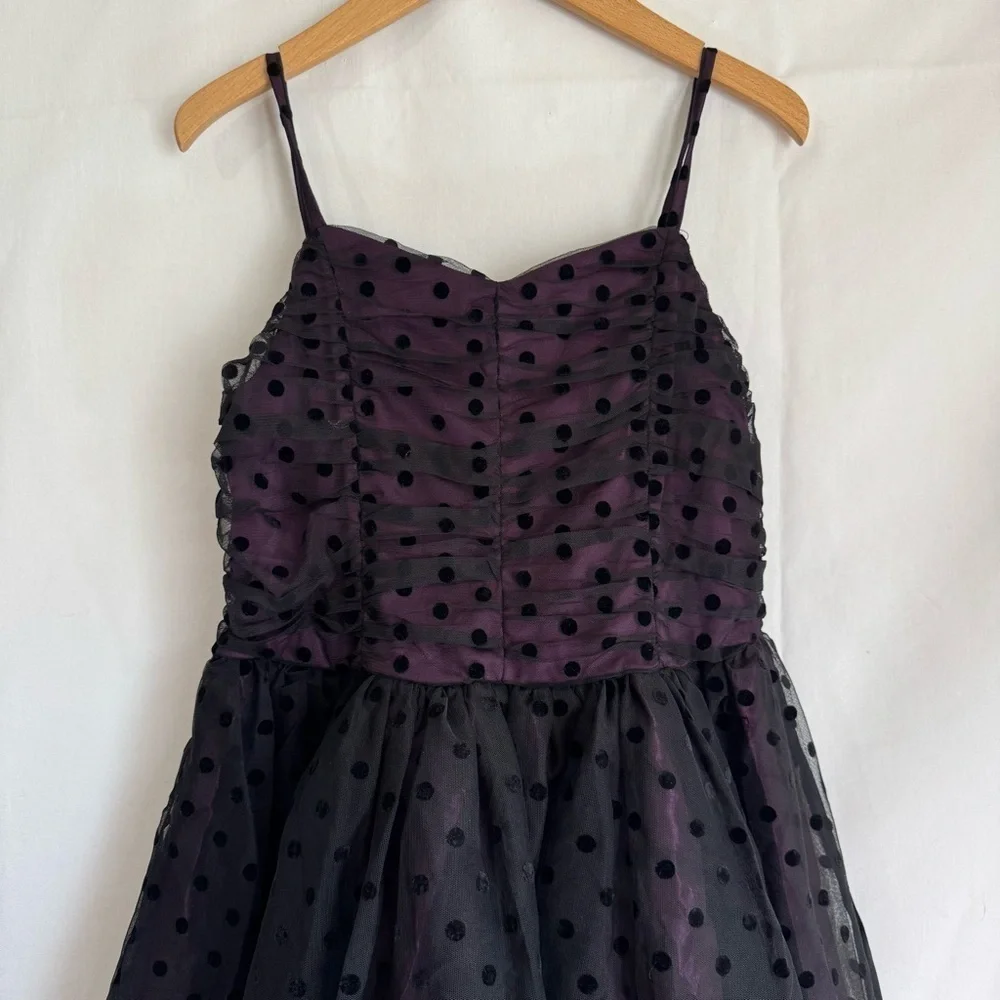 Tilt Girls polkadot tulle black and purple mini dress